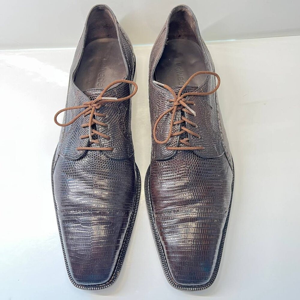 Belvedere Men’s Genuine Lizard Leather Dress Shoes – Brown Size: US 11